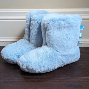 SoftMoc Blue Fuzzy Ankle Bootie Slippers